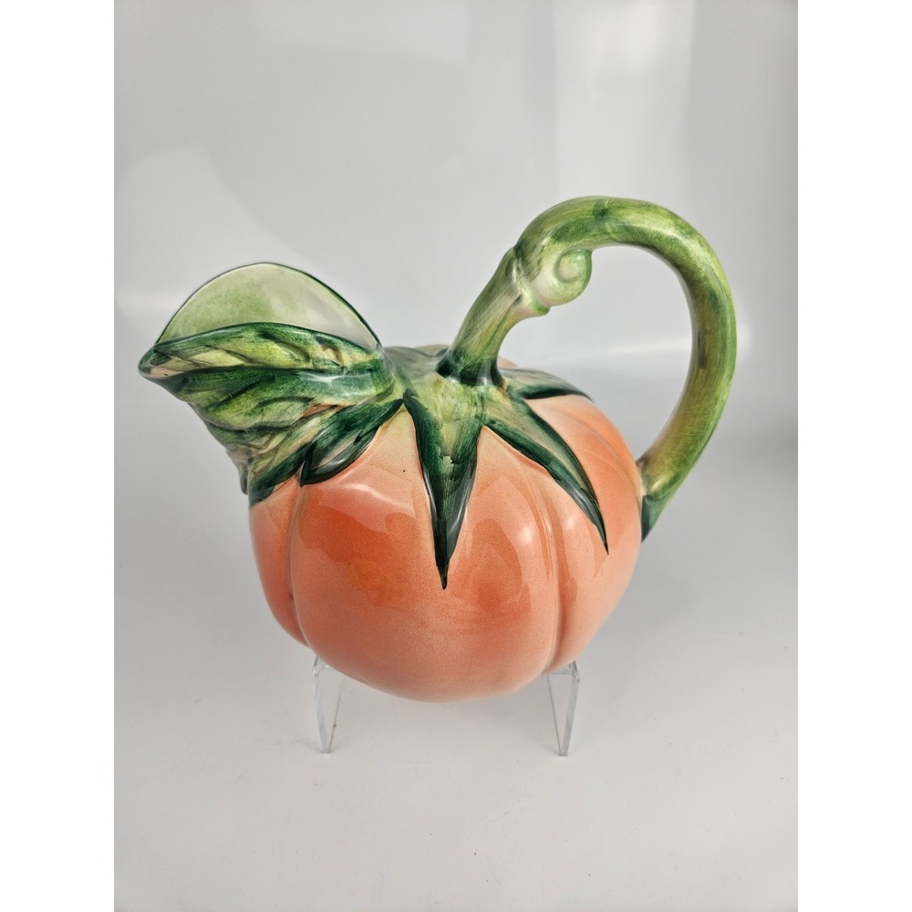 Vintage Italian‎ Majolica Tomato Pitcher Hand Painted Italy